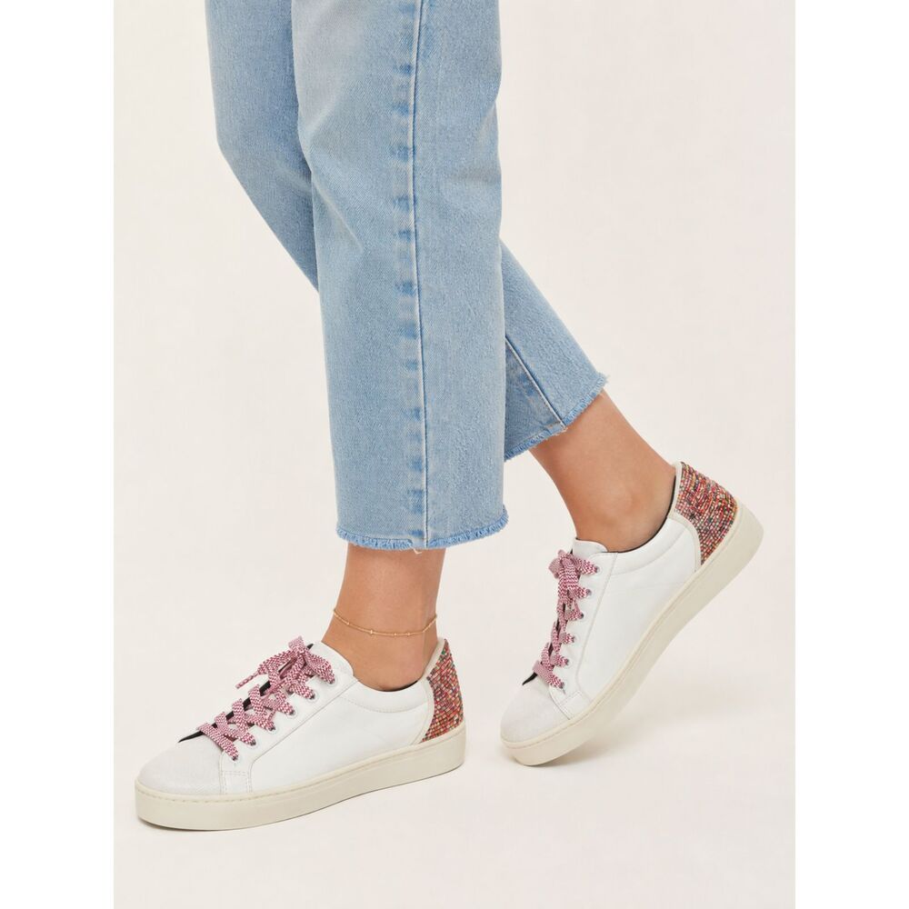 Circus Sam Edelman Collins Sneakers 8.5 White Rainbow Beaded Metallic Low Top